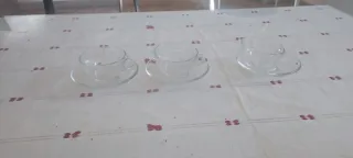 Juego 3 tazas café cristal con platillos