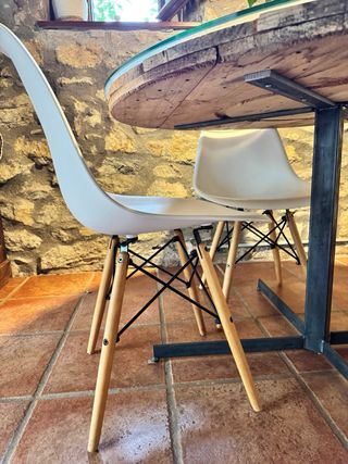 Mesa original restaurada madera y cristal