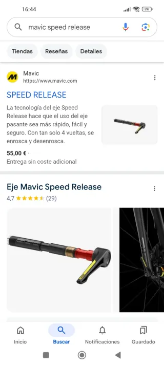 Eje Pasante 12 x 142 mm Mavic SpeedRelease Bicicle