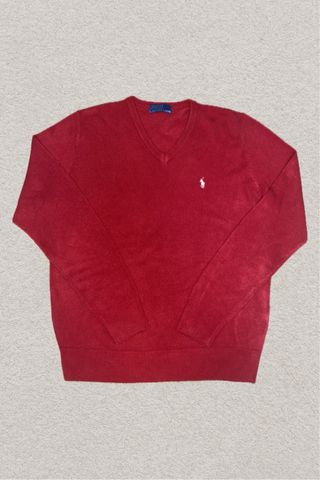 Jersey Polo Ralph Lauren Rojo Vintage Cuello V