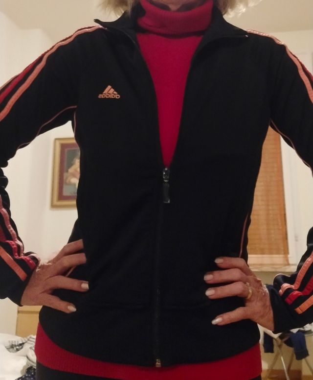 Giacca tuta Adidas nera e rosa