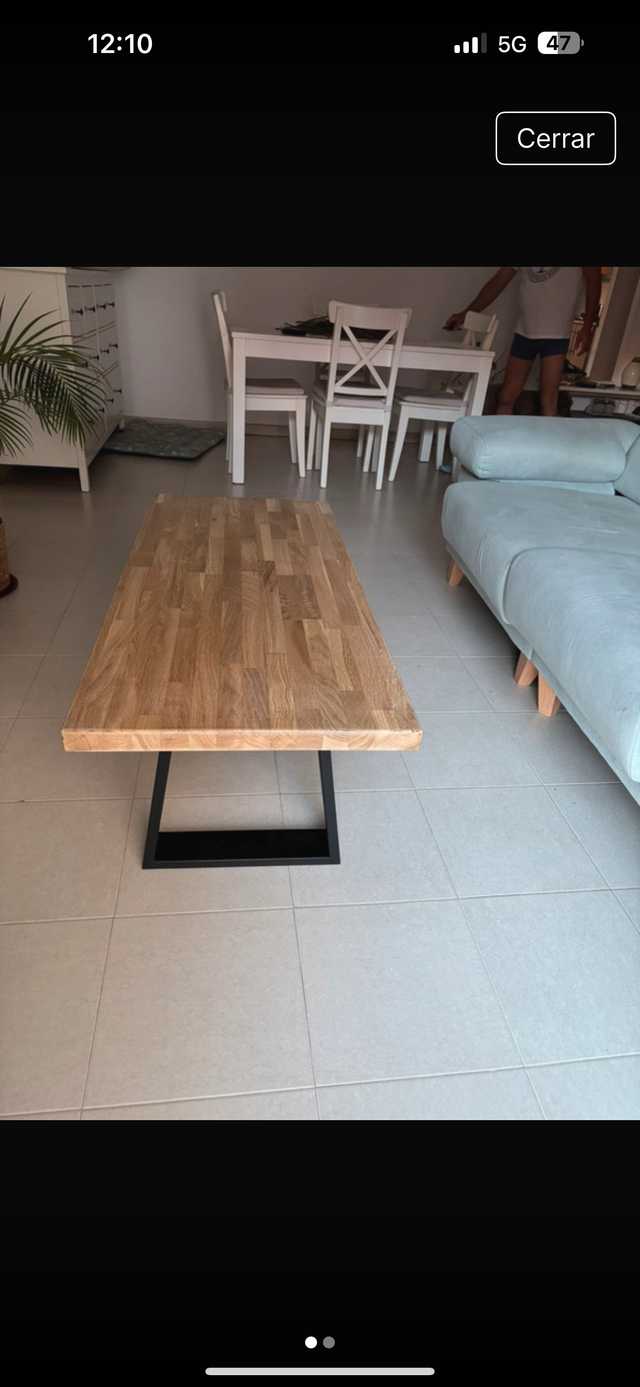 Mesa de centro madera maciza y metal