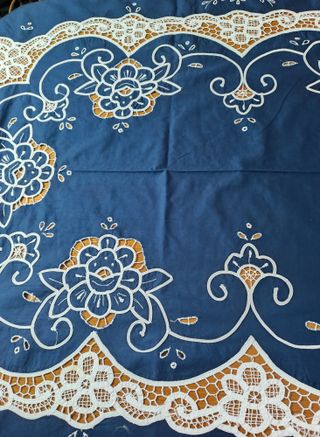 Antigua mantelería con encaje de Brujas 12 servici