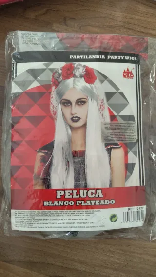 Peluca plateada disfraz mujer/niña