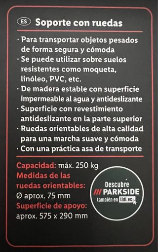 Soporte de transporte Parkside con ruedas