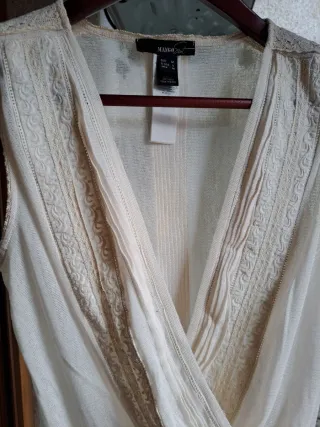 Blusa Mango Talla M Mujer Transparente 