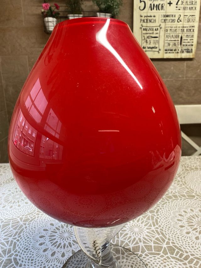 Copa cristal roja vintage 60s