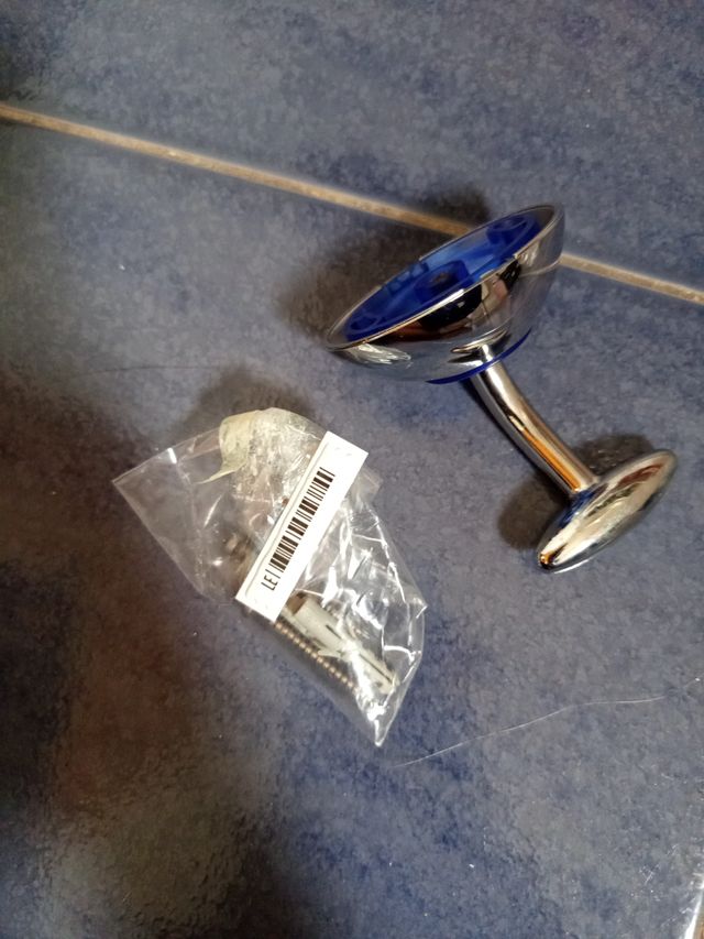 Perchero Metal y Plástico Azul/Plateado