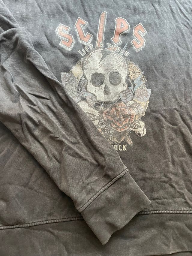 Sudadera Scalpers Gris Calavera Rock