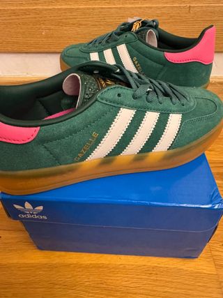Adidas Gazelle Mujer Nuevas Verde/Rosa