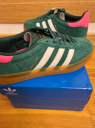 Adidas Gazelle Mujer Nuevas Verde/Rosa