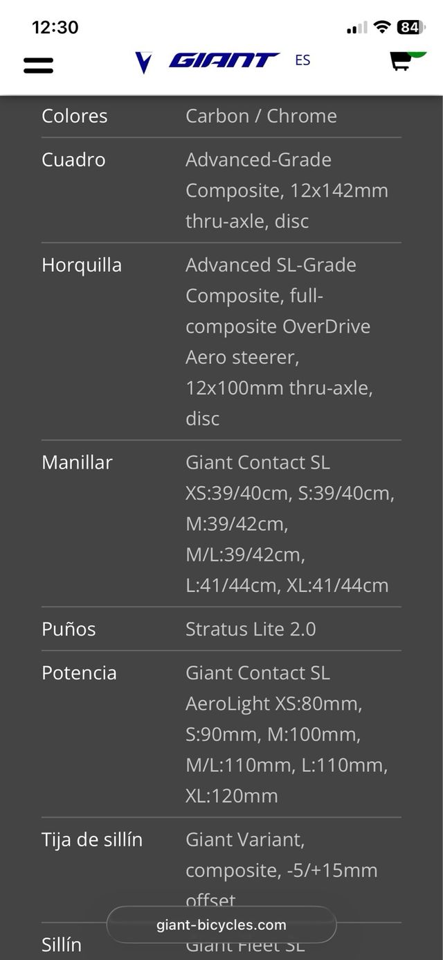 Giant TCR Advanced Pro 1 Talla S