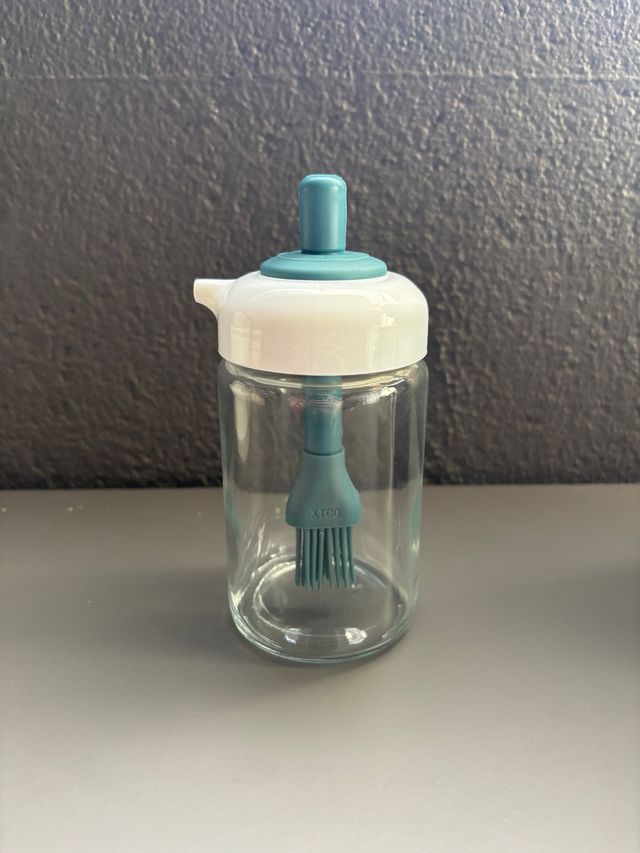 Frasco de óleo de vidro com dispensador e escova