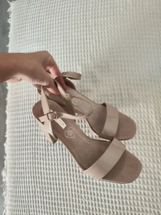Sandalias tacón rosa palo