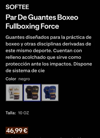 Guantes de Boxeo Fullboxing Force Negros talla 12