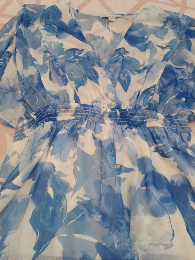 Vestido Talla 44 Estampado Flores Azul