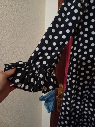 Vestido Flamenca Lunares Negro Blanco