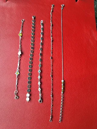 Lote 1 ,3 pulseras y 2 tobilleras plata 925