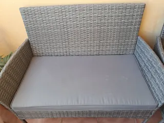 Conjunto Muebles Jardín Ratán Gris