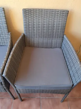 Conjunto Muebles Jardín Ratán Gris