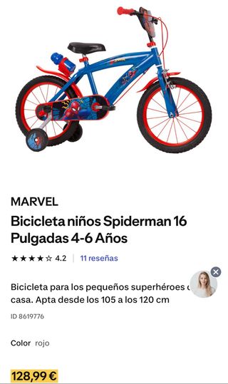 Bicicleta Spiderman 16 Decathlon