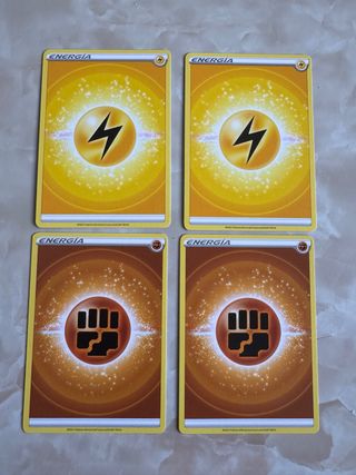 4 Cartas Energía Pokémon (Rayo y Lucha)
