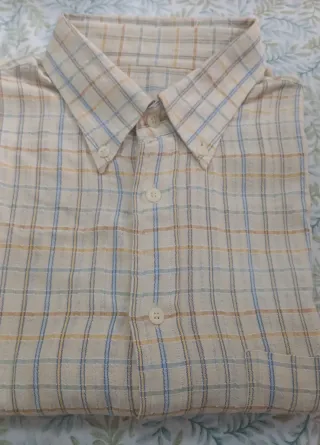 Camisa manga corta cuadros hombre