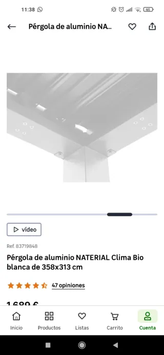 Pérgola bioclimática moderna, 348x313 de aluminio