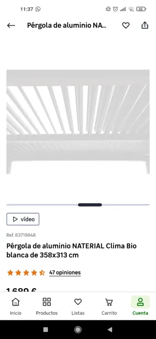 Pérgola bioclimática moderna, 348x313 de aluminio