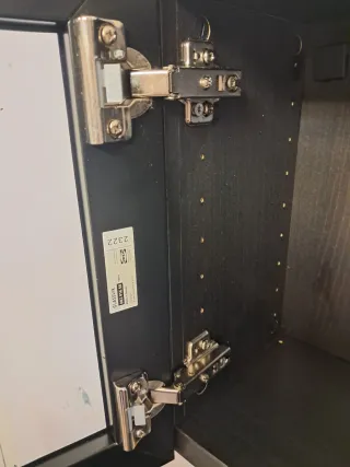 Mueble Almacenaje Negro Puerta Cristal