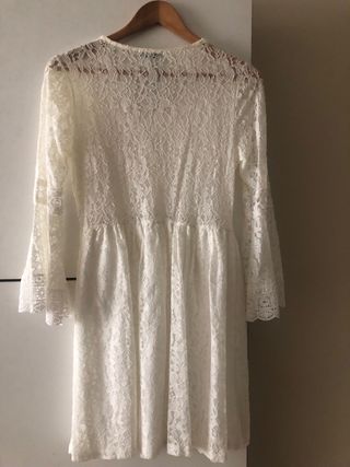 Vestido blanco encaje manga larga