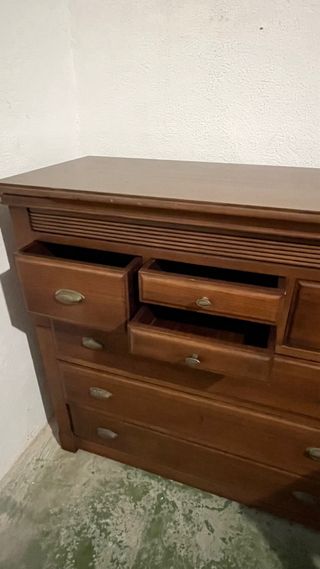 Cómoda, espejo y 2 Mesitas de Noche Madera Oscura