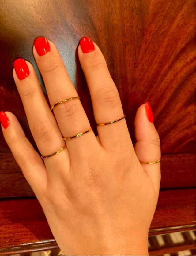 Set Anillos Dorados Acero y Oro 18K Stacking Rings