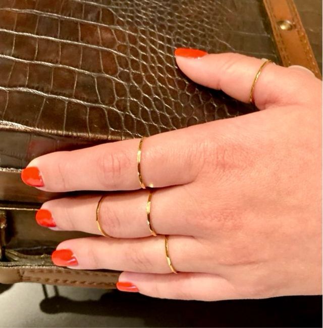 Set Anillos Dorados Acero y Oro 18K Stacking Rings