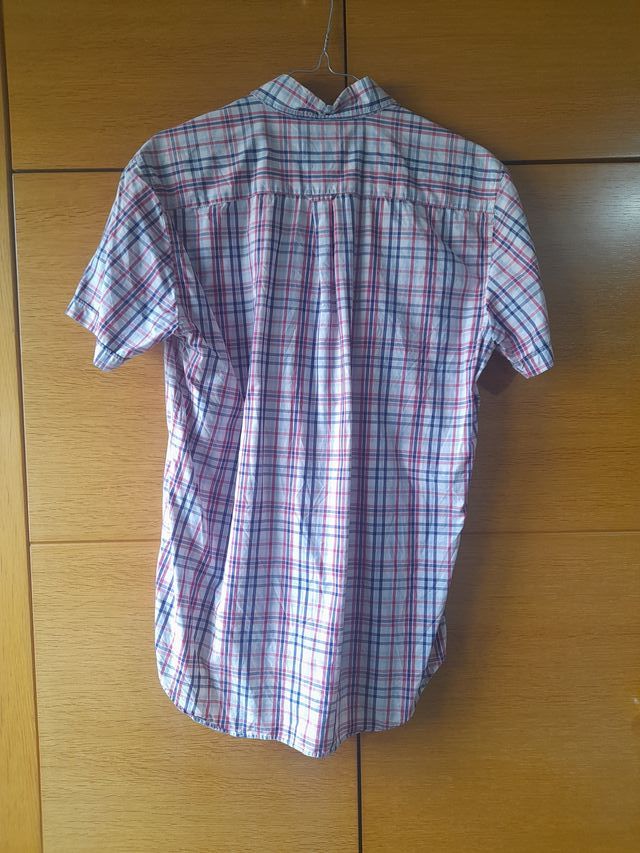 Camisa Cortefiel Manga Corta Talla M Cuadros rosa,