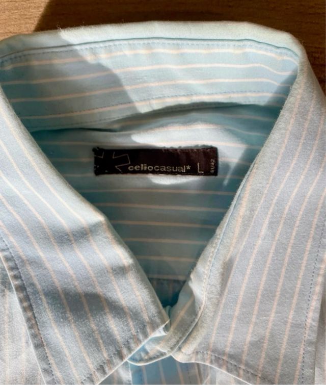 Camisa Rayas Verticales Celio Azul Talla L