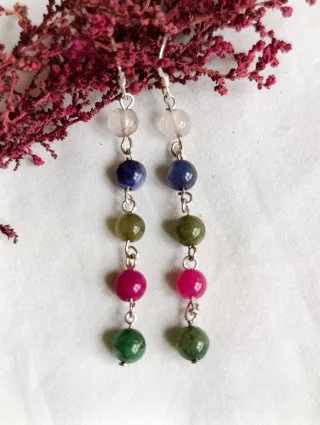 Pendientes de plata con piedras turmalina.