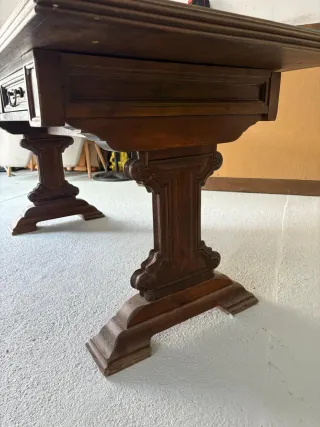 Mesa de despacho antigua madera y cristal