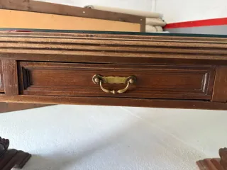 Mesa de despacho antigua madera y cristal