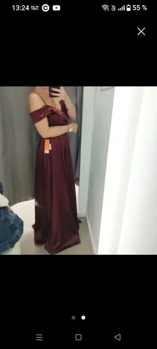 Vestido fiesta burdeos elegante