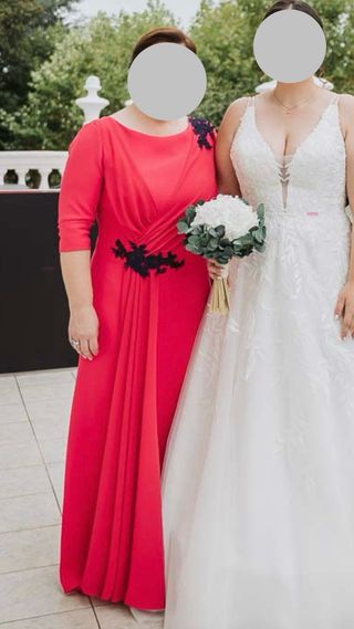 Vestido fiesta madrina boda fresa