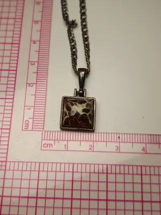 Colgante Plata Ley y Ámbar Cuadrado