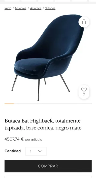 Sillón azul de terciopelo