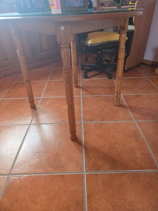 Mesa camilla redonda cristal y madera