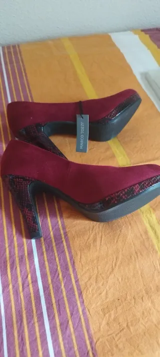 Zapatos Marco Tozzi Terciopelo Rojo Talla 37