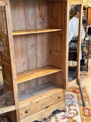 Armario rústico vitrina madera y cristal