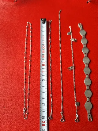 Lote 4, 3 pulseras,tobillera,Gargantilla,plata 925