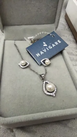 Parure Navigare con perle e zirconi