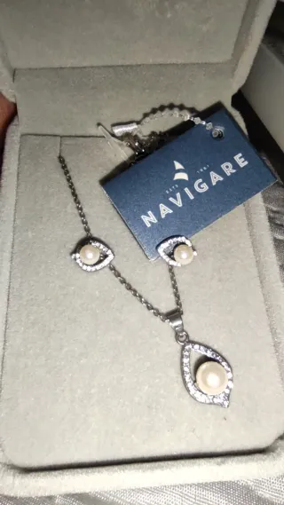 Parure Navigare con perle e zirconi