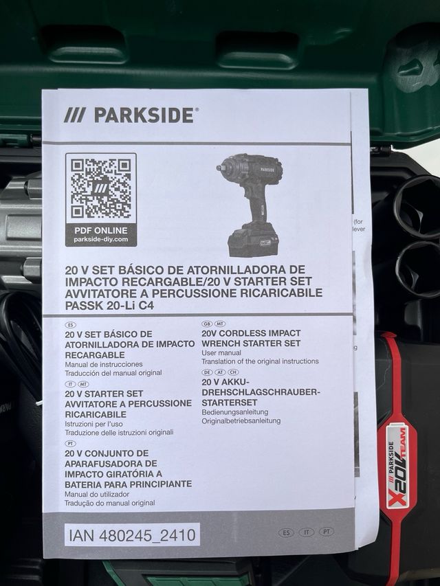 Atornilladora de impacto Parkside 20V 400Nm NUEVA